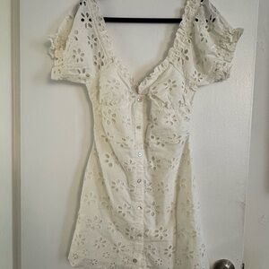 Winston White Floral Shortsleeve Floral Eyelet Dress - Small